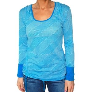 Prana Pullover Semi Sheer Hoodie Size Medium Blue